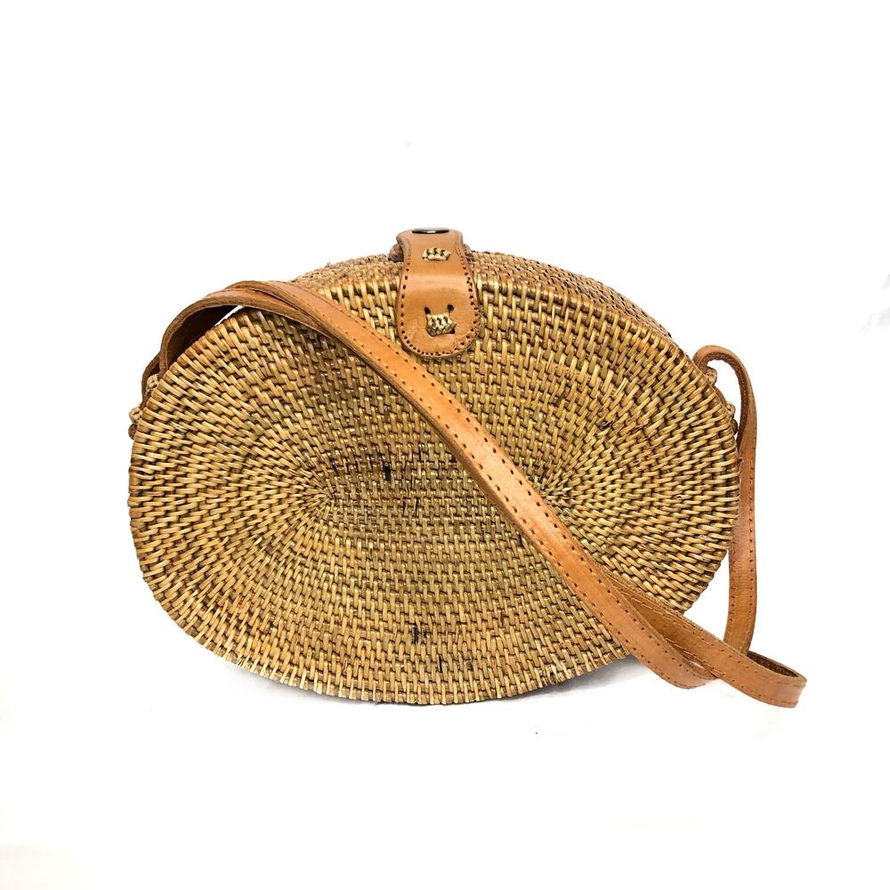 Amerii Handmade in Bali Rattan Oval Basket Crossbody Bag